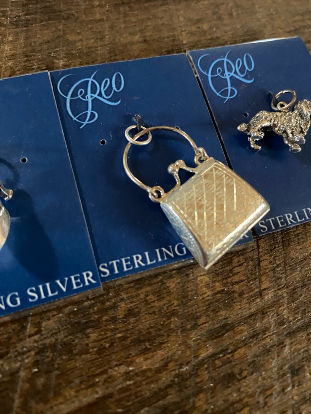 Sterling Silver Charm Set - Silver Purse, Dog & Shoe Charms - Picture 3 of 6